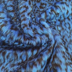 Cobalt Leopard Jacquard Fur Fabric - R2 Quality