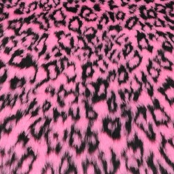 Cerise Leopard Jacquard Fur Fabric - R2 Quality