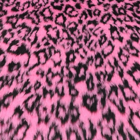 Cerise Leopard Jacquard Fur Fabric - R2 Quality