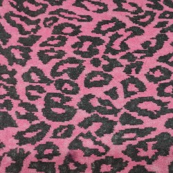 Cerise Leopard Jacquard Fur Fabric - R2 Quality
