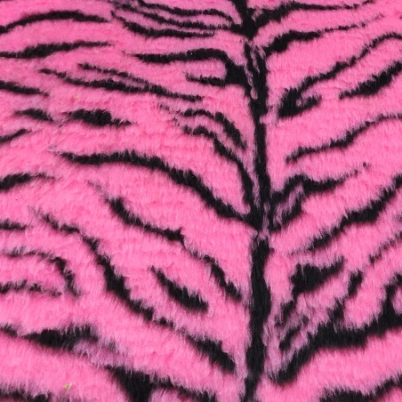 Cerise Tiger Jacquard Fur Fabric - R2 Quality