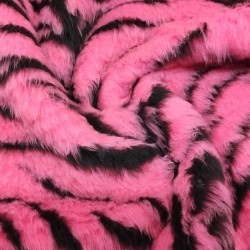Cerise Tiger Jacquard Fur Fabric - R2 Quality