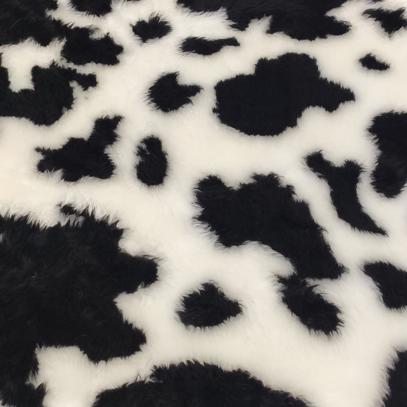 Black Cow Jacquard Fur Fabric - R2 Quality