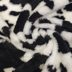 Black Cow Jacquard Fur Fabric - R2 Quality