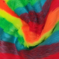 Rainbow Stripe Jacquard Fur Fabric - R2 Quality