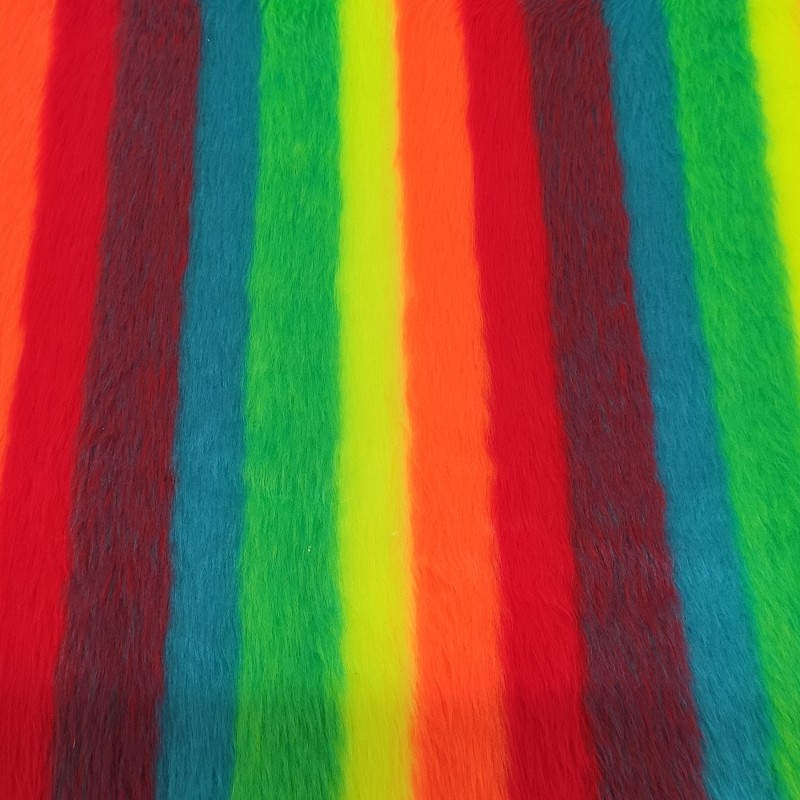Rainbow Stripe Jacquard Fur Fabric - R2 Quality
