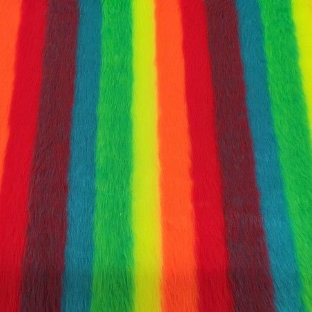 Rainbow Stripe Jacquard Fur Fabric - R2 Quality