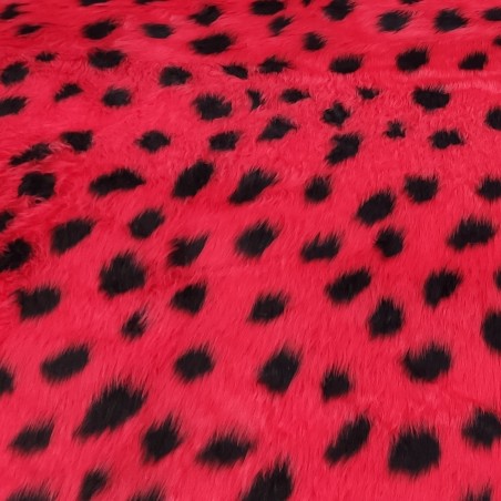 Red Ladybird Jacquard Fur Fabric - R2 Quality