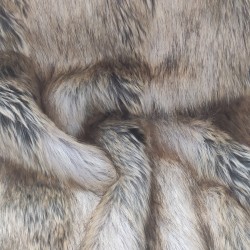 Super Deluxe Luxury Faux Fur Fabric Material - Striped Brown / Beige Wolf