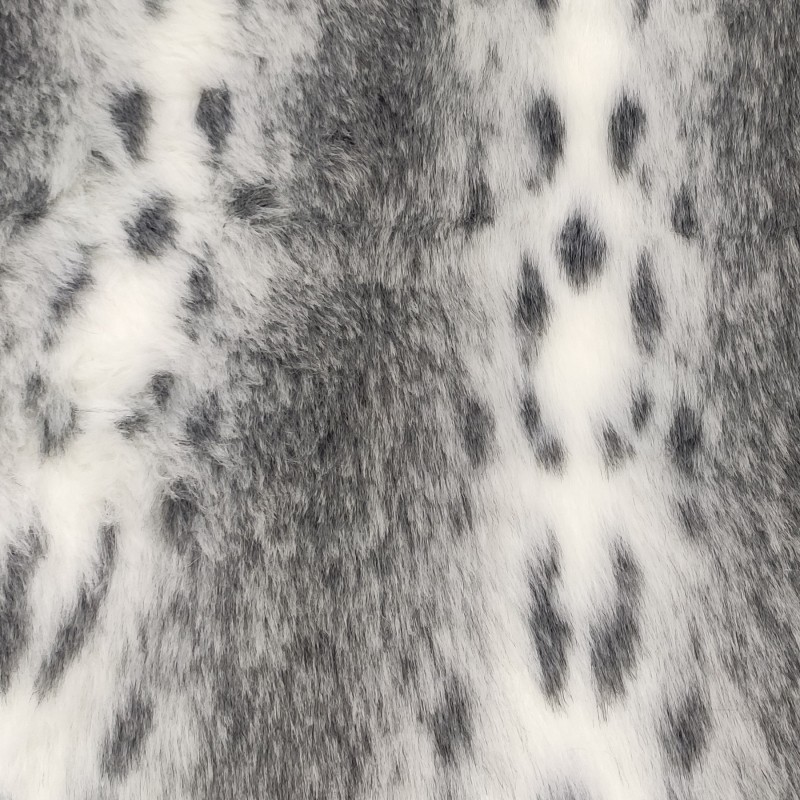 Sodes Lynx Black & White Luxury Faux Fur Fabric - AC 435