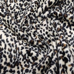 Snow Leopard Soft Animal Print Velboa Faux Fur Fabric