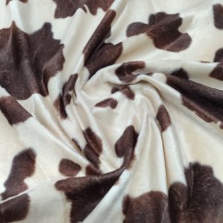 Brown Cow Soft Animal Print Velboa Faux Fur Fabric