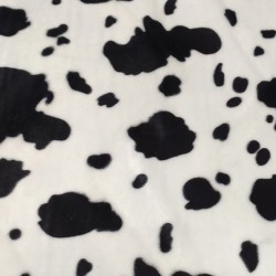 Black Cow Soft Animal Print Velboa Faux Fur Fabric