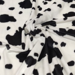 Black Cow Soft Animal Print Velboa Faux Fur Fabric
