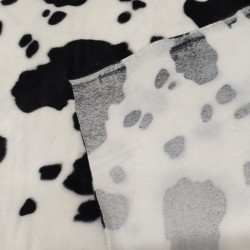 Black Cow Soft Animal Print Velboa Faux Fur Fabric