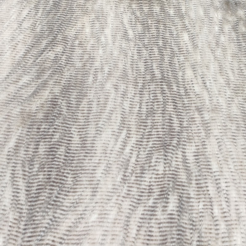 Super Luxury Faux Fur Fabric Material - Cream With Black Stripy Flecks