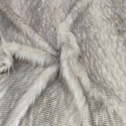 Super Luxury Faux Fur Fabric Material - Cream With Black Stripy Flecks