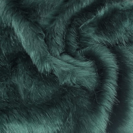 Super Luxury Faux Fur Fabric Material - Bottle Green - High Quality