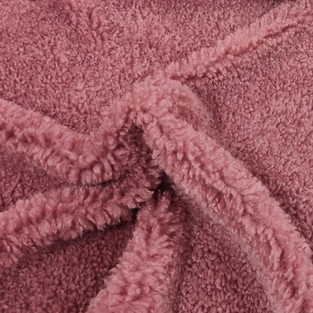 Super Luxury Faux Fur Fabric Material - Rose Pink Curly - High Quality