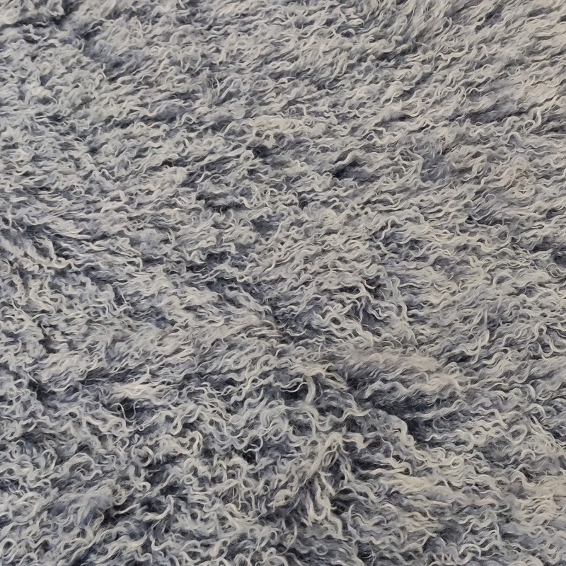 Super Luxury Faux Fur Fabric Material - Mongolian Pale Blue & White - High Quality