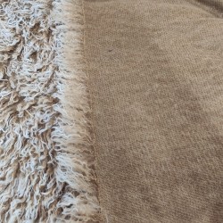 Super Luxury Faux Fur Fabric Material - Mongolian Tan & White - High Quality