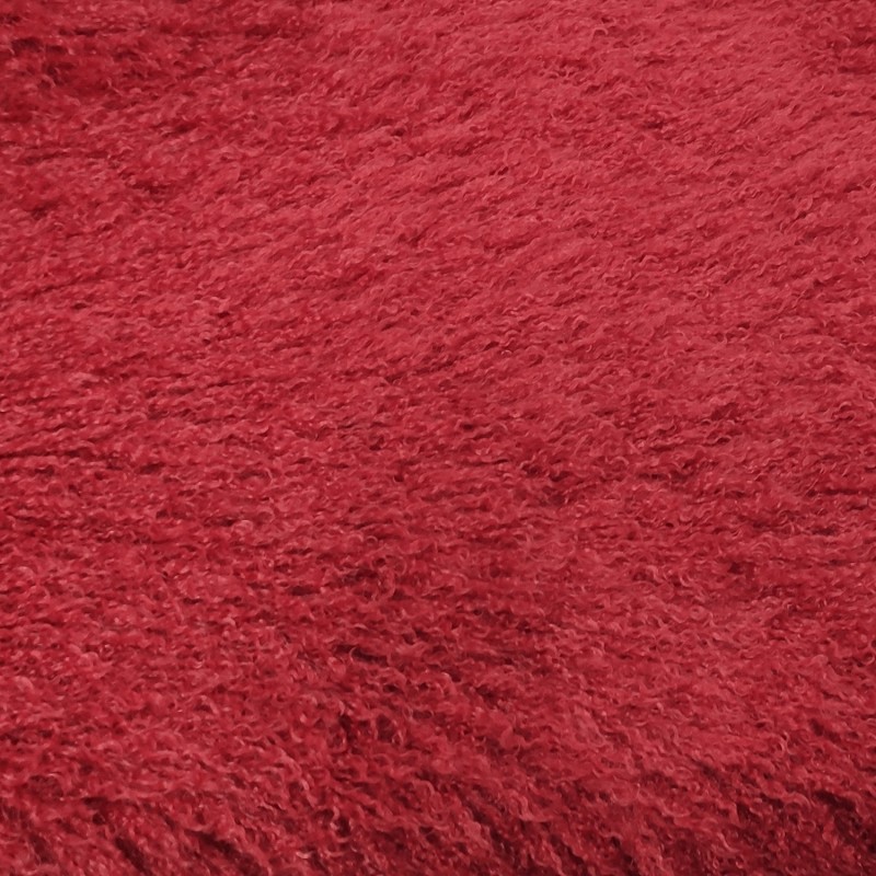 Super Luxury Faux Fur Fabric Material - Mongolian Strawberry Red - High Quality