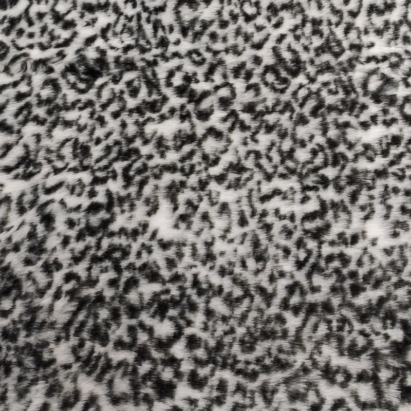 Deluxe Black & White Snow Leopard Luxury Faux Fur Fabric - AC 435
