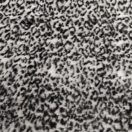 Deluxe Black & White Snow Leopard Luxury Faux Fur Fabric - AC 435