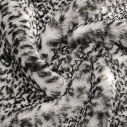 Deluxe Black & White Snow Leopard Luxury Faux Fur Fabric - AC 435