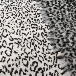 Deluxe Black & White Snow Leopard Luxury Faux Fur Fabric - AC 435