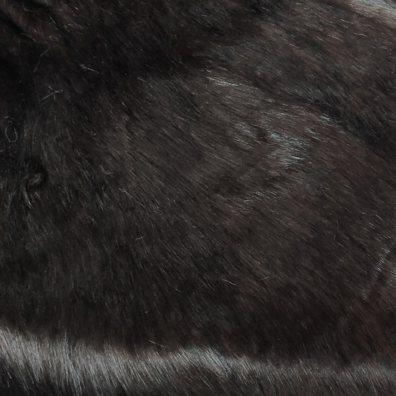 Super Deluxe Luxury Faux Fur Fabric Material - Dark Bruno / Black