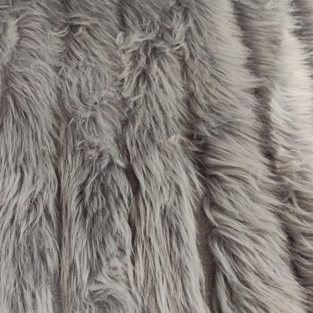 Super Luxury Faux Fur Fabric Material - Grey Stripe Woven - High Quality