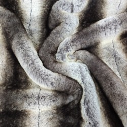 Super Luxury Faux Fur Fabric Material - Striped Brown/Grey Frost - High Quality