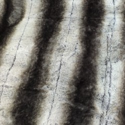 Super Luxury Faux Fur Fabric Material - Striped Brown/Grey Frost - High Quality