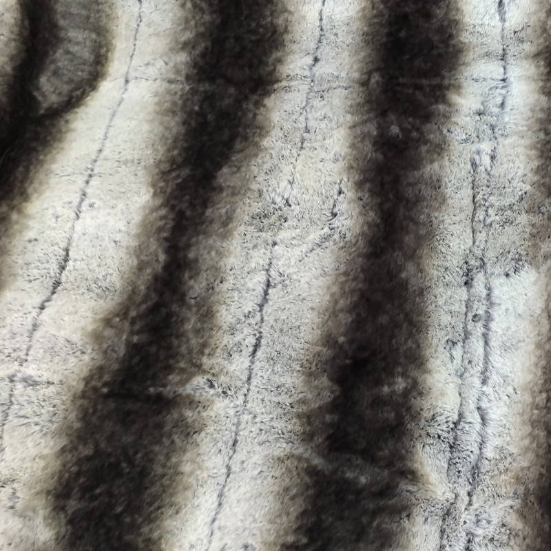 Super Luxury Faux Fur Fabric Material - Striped Brown/Grey Frost - High Quality