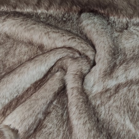 Super Luxury Faux Fur Fabric Material - Beige & Brown Fleck - High Quality