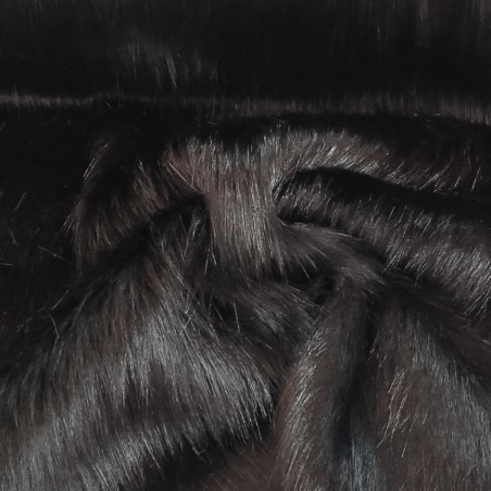 Super Deluxe Luxury Faux Fur Fabric Material - Black Long Hair 4cm