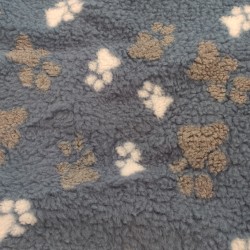 Blue With Grey & White Paws - Luxury Sherpa Fabric - A1296 - YF230/350