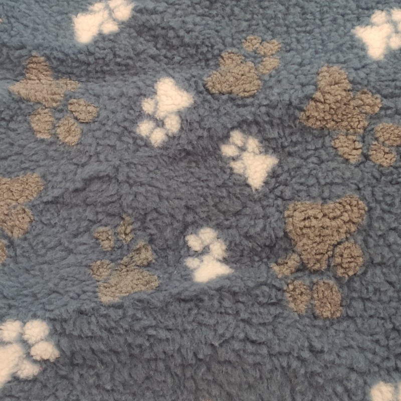 Blue With Grey & White Paws - Luxury Sherpa Fabric - A1296 - YF230/350