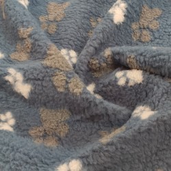 Blue With Grey & White Paws - Luxury Sherpa Fabric - A1296 - YF230/350