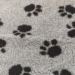 Grey With Black Large Paws - Luxury Sherpa Fabric - A1296 - YF230/350