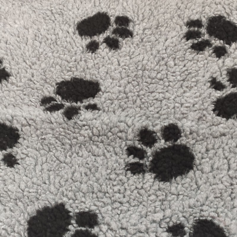 Grey With Black Large Paws - Luxury Sherpa Fabric - A1296 - YF230/350
