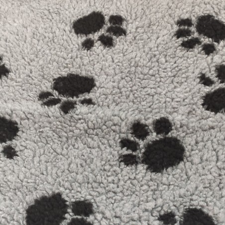 Grey With Black Large Paws - Luxury Sherpa Fabric - A1296 - YF230/350
