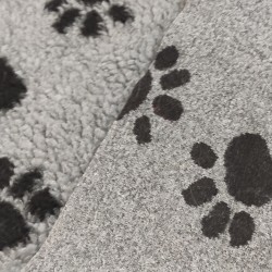Grey With Black Large Paws - Luxury Sherpa Fabric - A1296 - YF230/350