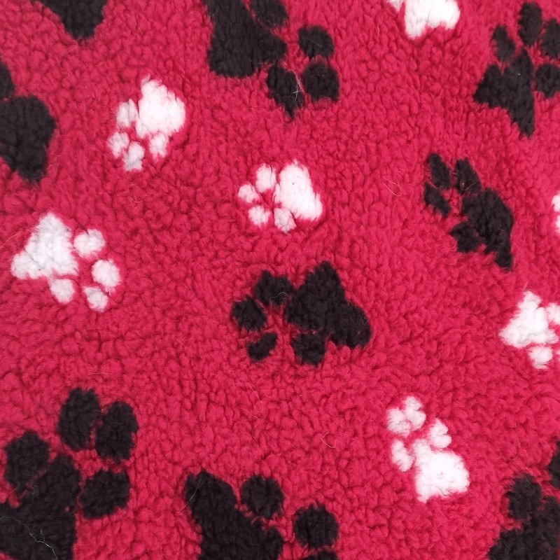 Rosso Red With Black & White Paws - Luxury Sherpa Fabric - A1296 - YF230/350