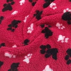 Rosso Red With Black & White Paws - Luxury Sherpa Fabric - A1296 - YF230/350