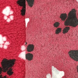 Rosso Red With Black & White Paws - Luxury Sherpa Fabric - A1296 - YF230/350