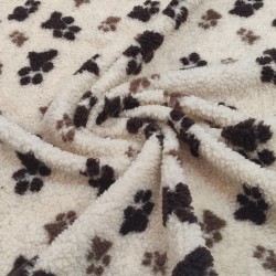 Beige With Light & Dark Brown Paws - Luxury Sherpa Fabric - A1296 - YF230/350
