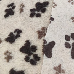 Beige With Light & Dark Brown Paws - Luxury Sherpa Fabric - A1296 - YF230/350