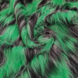 Emerald White Black Multicoloured Faux Fur Fabric - AC 356 / YF54